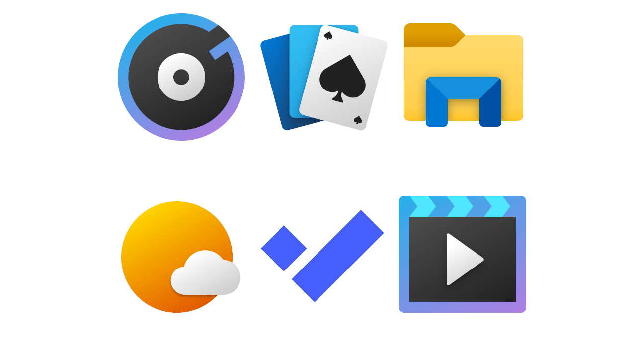 uued Windows 10 värvilised ümberkujundatud ikoonid