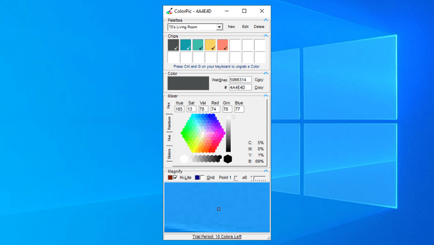 הממשק של ColorPic