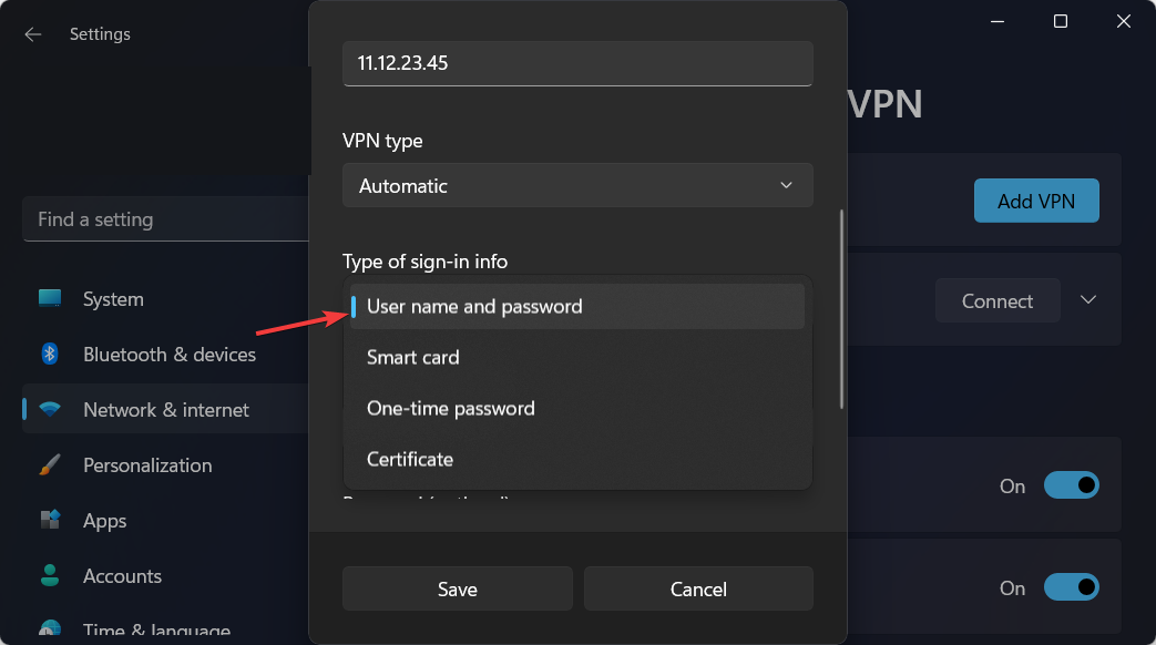 errore di convalida del certificato di accesso di tipo VPN