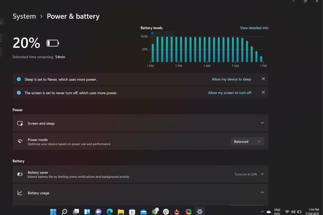 Windows 11 baterijos naudojimas