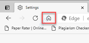 Botón de inicio del navegador Edge