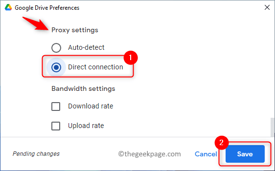 Paramètres du proxy Google Drive Connexion directe Min