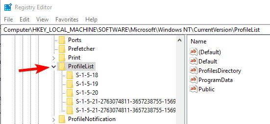 profil listesi anahtarı Windows 10, Microsoft hesabıyla oturum açamıyor bir şeyler ters gitti