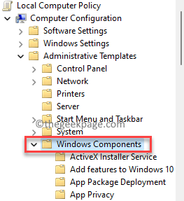 ส่วนประกอบ Windows ตัวแก้ไขนโยบายกลุ่มภายใน