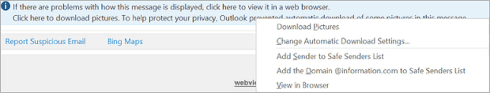 Outlook ไม่สามารถดาวน์โหลดภาพได้