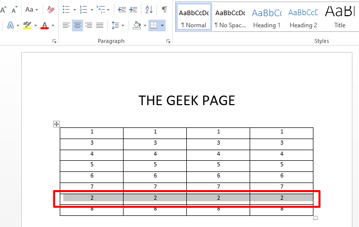 كيفية تحريك الصفوف لأعلى أو لأسفل في جدول Microsoft Word