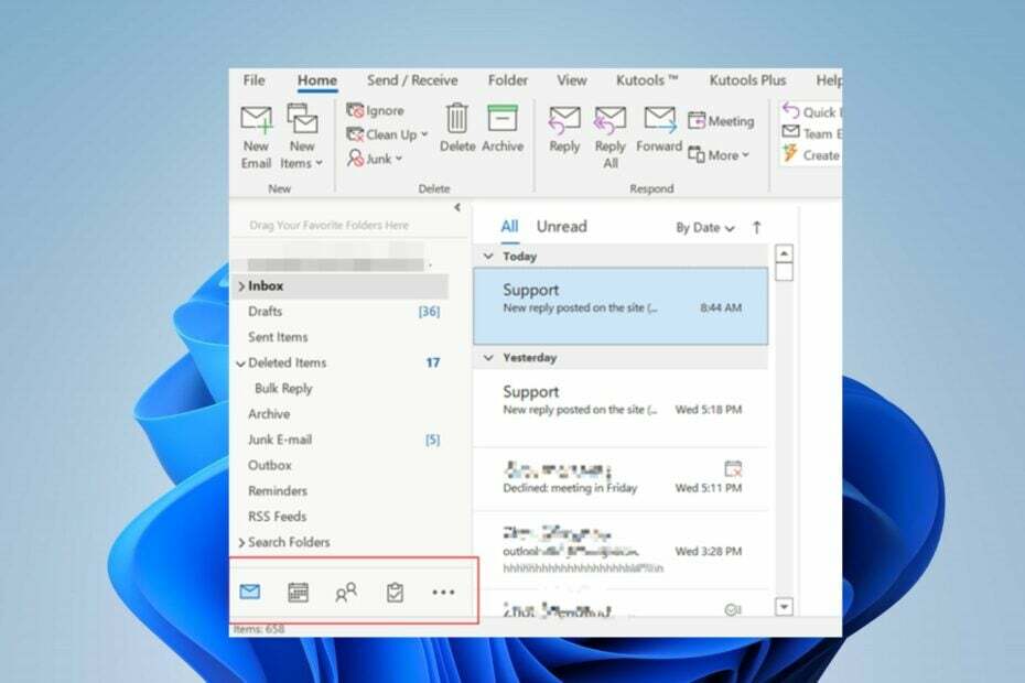 Как да преместите лентата с инструменти на Outlook отстрани надолу