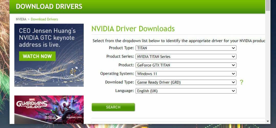 Výber ovládača NVIDIA ponúka minecraft nefunkčný windows 11