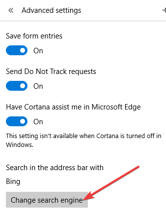 vaihda Microsoft Edge -hakukone