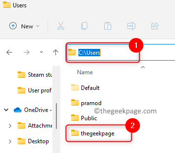 „File Explorer C“ naudotojų aplankas Min