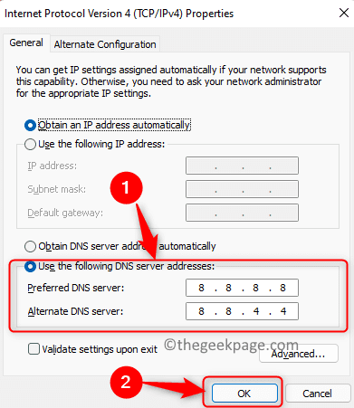 Propriedades Tcp IPv4 Alterar endereço do servidor DNS preferencial alternativo min
