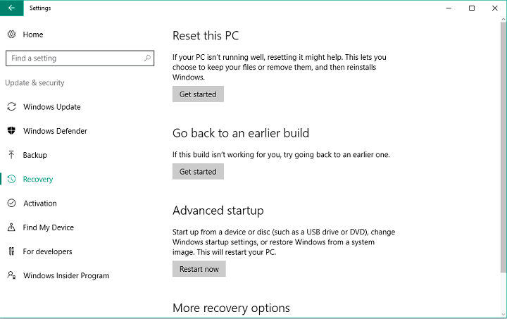 Entfernen Sie das Jubiläums-Update Windows 10