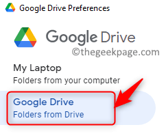 Google Drive'i eelistused Drive'i vahekaart Min