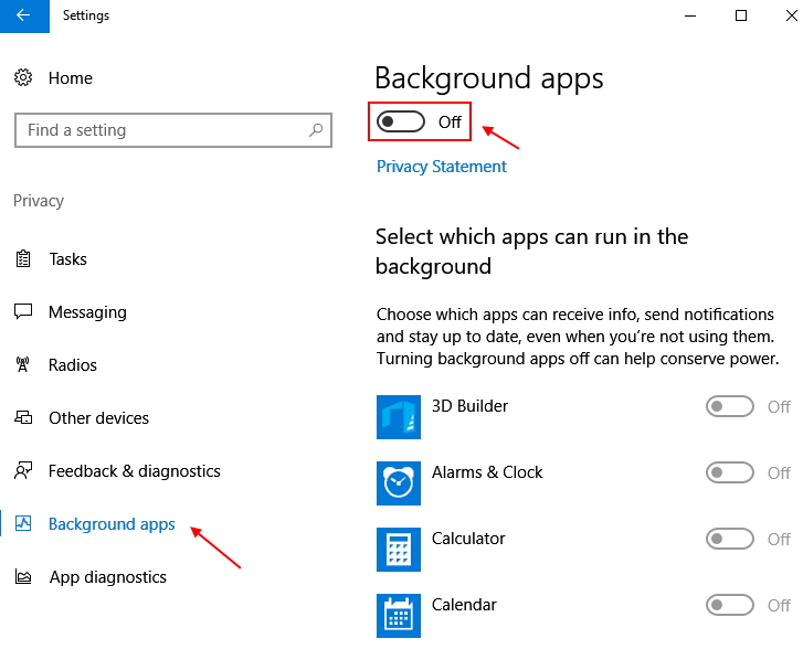 Hintergrund-Apps deaktivieren Windows 10