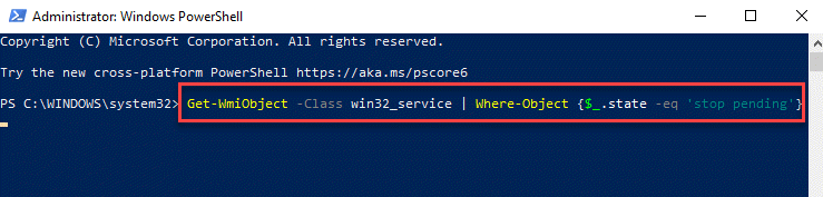 Windows Powershell (admin) Befehl ausführen, um Dienst zu beenden Enter
