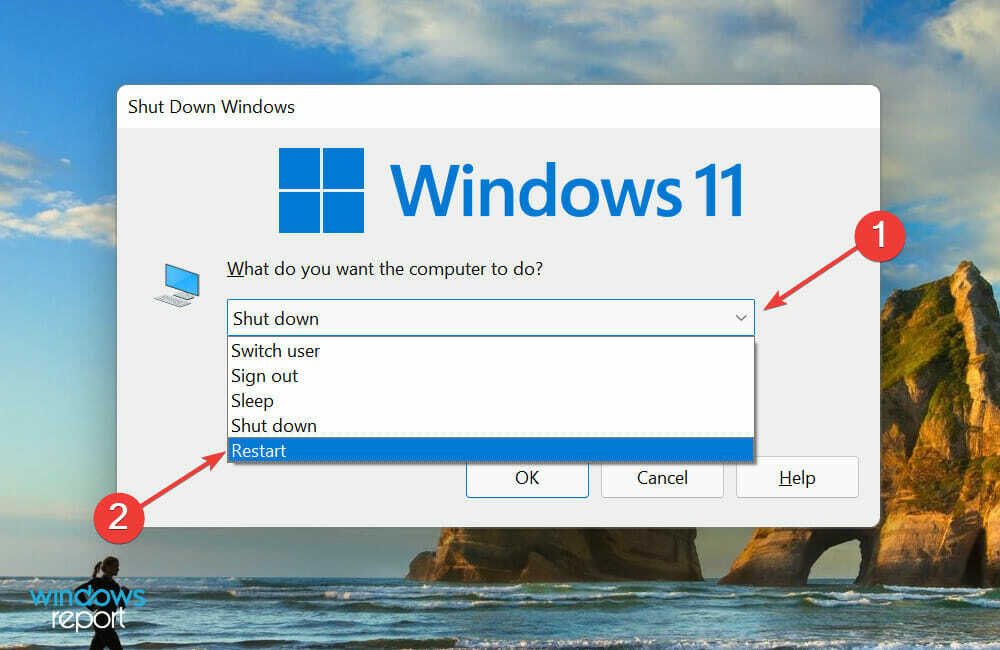 Reinicie para solucionar el problema del cuadro de apagado de Windows 11