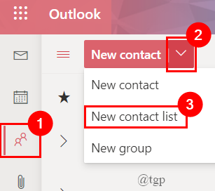 Lista kontaktów programu Outlook Online