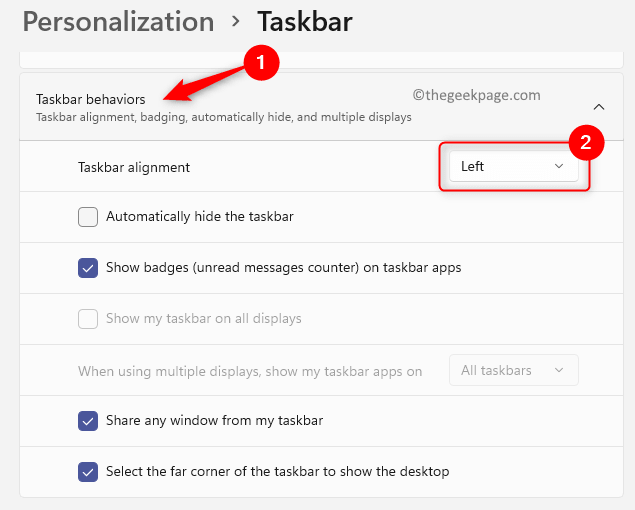 Personalization Taskbar Alignment Left Min