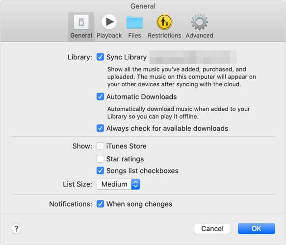 sincronizza libreria iTunes libreria musicale icloud non disponibile mac