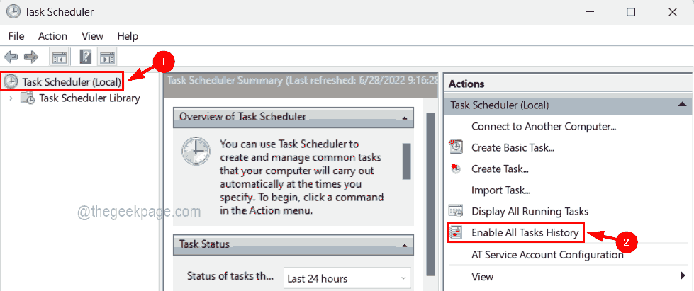 Tehtävien historian tarkasteleminen ja tyhjentäminen Task Schedulerissa Windows 11/10:ssä