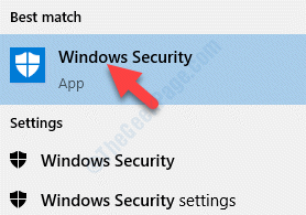 შედეგი მარცხენა დაჭერით Windows Security