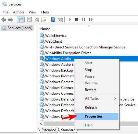 El control de volumen no se muestra en las propiedades del servicio de audio de Windows de la barra de tareas