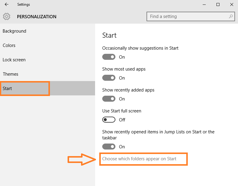 select-folders-start-menü-windows10