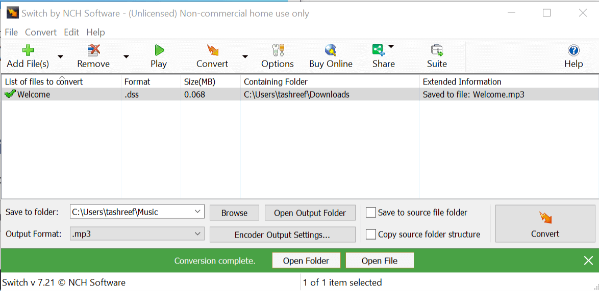 reproducir un archivo DSS en Windows