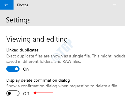 כיצד להשבית מחק דו-שיח לאישור עבור אפליקציית תמונות ב- Windows 10