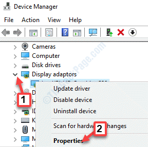 Adaptadores de vídeo do Gerenciador de dispositivos Driver gráfico Clique com o botão direito do mouse em Propriedades