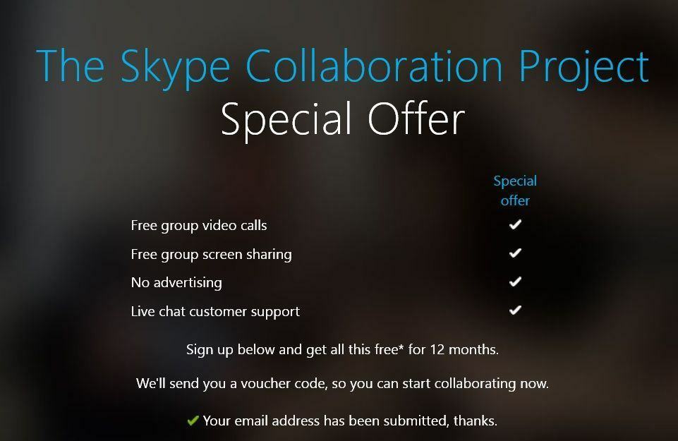 უფასო Skype ჯგუფური ვიდეო ზარები ყოველწლიურად ყოველგვარი გათიშვის გარეშე [გარიგება]