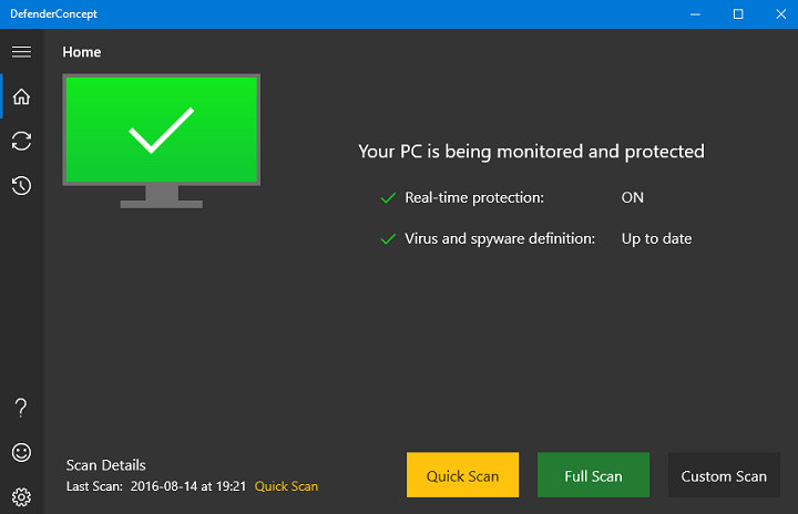 Windows 10 Redstone 2 업데이트의 Windows Defender 개념은 다음과 같습니다.