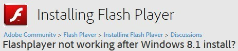 Adobe Flash Player– ის განახლება წყვეტს Windows 8.1 „არ მუშაობს“ საკითხებს