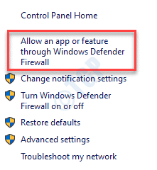 O Firewall do Windows Defender permite um aplicativo ou recurso por meio do Firewall do Windows Defender
