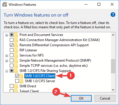 Não é possível acessar o Samba share smb cifs