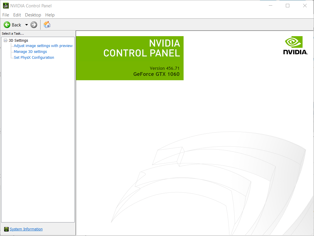 Контролен панел на NVIDIA Контролният панел на nvidia показва само 3d настройки