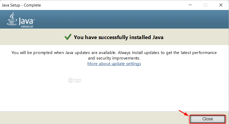 การติดตั้ง Java เสร็จสมบูรณ์ (1)