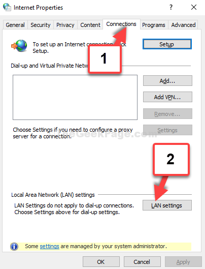 Kartica Internet svojstva veze LAN postavke