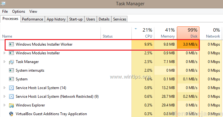 Løs høy CPU-bruk av TiWorker.exe i Windows 10