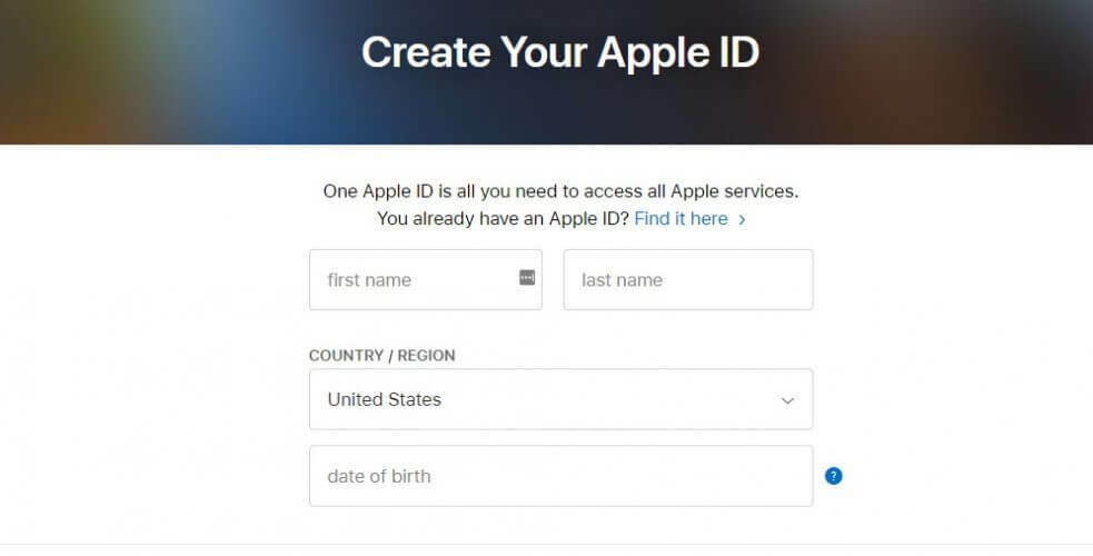 criação de apple ID