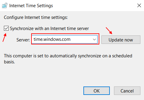 Atnaujinti laiko serverį