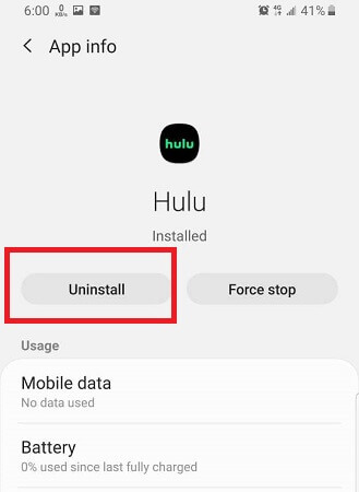 Erreur de l'application Hulu