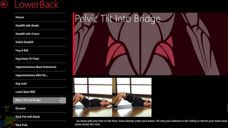 Windows 8, 10 Verificare aplicație: Ghid de gimnastică, Asistentul de antrenament