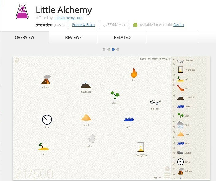 „Little Alchemy“ „Google Chrome“ žaidimas