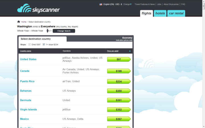 Skyscanner to wind8apps