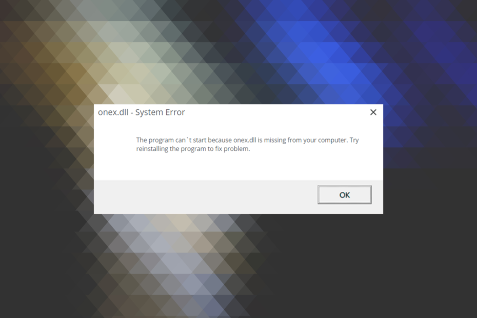 oprava onex.dll chýba v systéme Windows