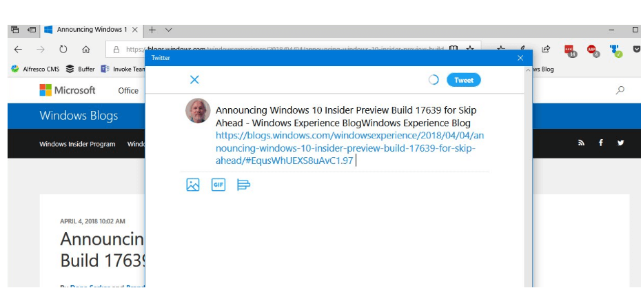 Twitter PWA fungerer nå med Windows 10 Share Dialog for raskere tweeting