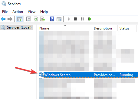 менюто за стартиране на услугата за търсене на Windows не може да отвори Windows Server