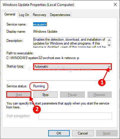 Ξεκινήστε την υπηρεσία Windows Update