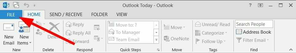 zakładka pliku programu Outlook